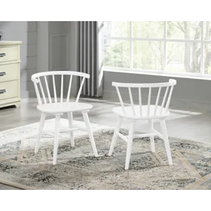 Roundhill - 5 Piece Dining Set, Dining Table With 4 Windsor Chairs - Brown / Antique White