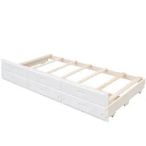 Twin Over Full Bunk Bed With Twin Size Trundle, Separable Bunk Bed With Drawers For Bedroom - White