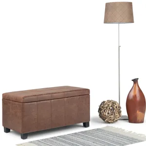 Dover - Storage Ottoman Bench - Distressed Umber Brown