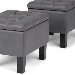 Dover - 3 Piece Storage Ottoman - Stone Grey