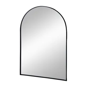 Arched Mirror With Metal Frame, Wall Mirror For Living Room Bedroom Entryway - Black