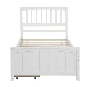 Twin Size Platform Bed With Two Drawers - White
