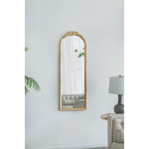 Wood Floor Mirror, Full Body Mirror Dressing Make Up Mirror For Bathroom Bedroom Living Room - Gold