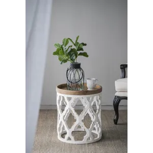Large Distressed Side Table - White