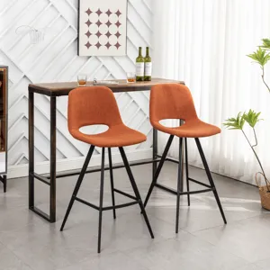 Porth - 28.25\" Fabric Kitchen Counter Height Stools (Set of 2) - Orange