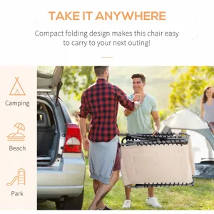 Outsunny - Padded Folding Chaise Lounge Chair, Outdoor 6-Level Reclining Camping Tanning Chair With 