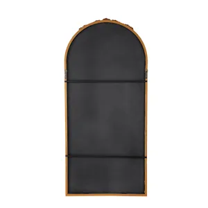 Hand Carved Rose Antique Mirror Frame, Large Arch Mirror Wall Decor For Living Room, Bathroom, Entry