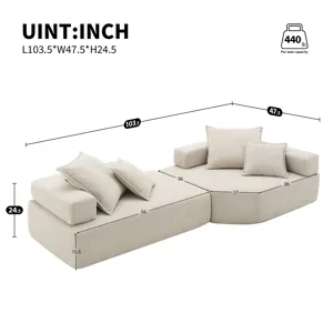 Oversized Modular Sectional Sofa, Luxury Boucle Floor Couch Set, Convertible Sleeper Couch, Spacious