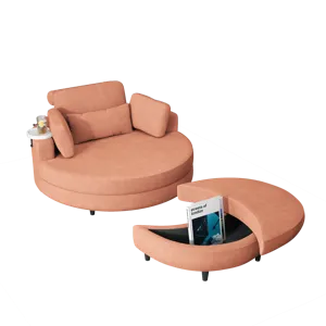 Corduroy Sofa With Two Throw Pillows, A Waist Pillow And An Extra Tray Is Comfortable For A Small Ap