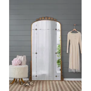 Lavish Full Length Mirror, Antique Metal Floor Mirror For Living Room, Bedroom - Gold