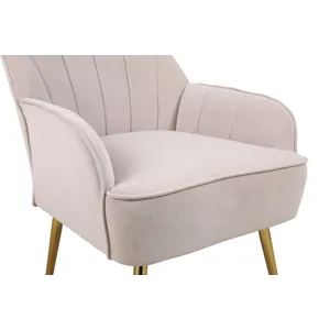 Modern Mid-Century Chair Velvet Sherpa Armchair For Living Room Bedroom Office - Beige