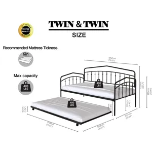 Fox - Twin Daybed With Twin Trundle - Black