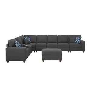 Hannah - Sectional Sofa With Ottoman - Dark Gray