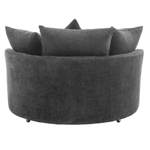 360° Swivel Accent Barrel Chair With Storage Ottoman & 4 Pillows, Modern Chenille Leisure Chair Roun