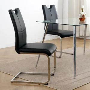 Modern Dining Chairs With Faux Leather Padded Seat Dining Living Room Chairs Upholstered Chair With 