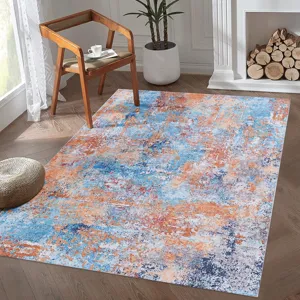 9\' x 12\' Area Rug For Living Room, Washable Rug, Low-Pile, Non-Slip, Non-Shedding, Foldable, Kid &