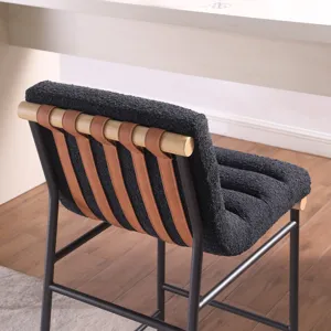 Lahni - 17.Boucle Fabric Counter Height Chair - Black