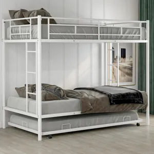 Twin Over Twin Bunk Bed With Trundle - White