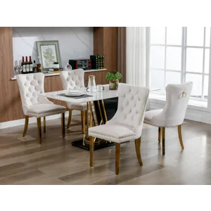 Nikki - Modern, High-End Tufted Solid Wood Contemporary Velvet Upholstered Dining Chair With Golden 