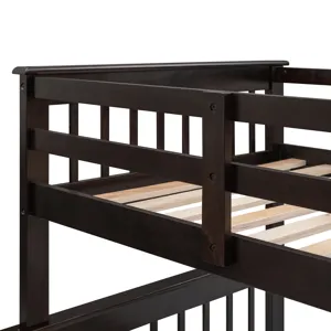 Twin Over Full Stairway Bunk Bed With Drawer, Storage And Guard Rail For Bedroom, Dorm, For Adults -