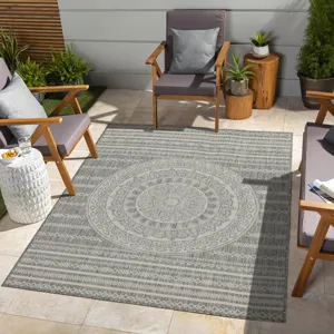 Sunshine - 2\'7\" X 7\'3\" Indoor / Outdoor, Area Rug Polypropylene - Silver