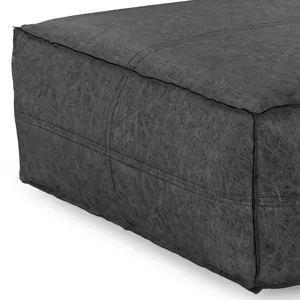 Brody - Extra Large Coffee Table Pouf - Distressed Black
