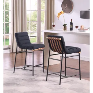 Lahni - 17.Boucle Fabric Counter Height Chair - Black