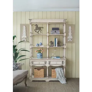 Adela - French Country Wood Bookcase, Display Storage Shelf Etageres - Antique White