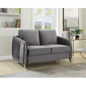 Hathaway - Velvet Modern Chic Loveseat Couch - Gray