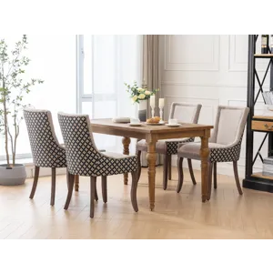 Ultra Side Dining Chair, Thickened Fabric Chairs With Neutrally Toned Solid Wood Legs, Bronze Nail H