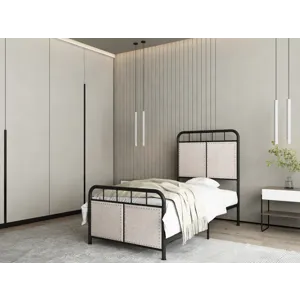 Twin Size Linen Upholstered Platform Metal Bed Frame With Fabric Headboard And Footboard - Brown