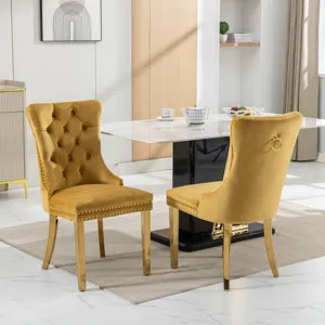 Nikki - Modern, High-End Tufted Solid Wood Contemporary Velvet Upholstered Dining Chair With Golden 