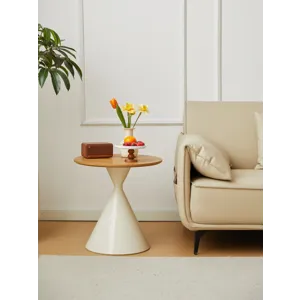 Round Coffee Table - Brown / White