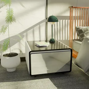 Modern Smart Side Table With Built-In Fridge, Wireless Charging, Temperature Control, Power Socket, 