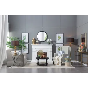 Round Hand Carved Rose Antique Mirror Frame, Wall Mirror For Live Space, Bathroom, Entryway Wall Dec