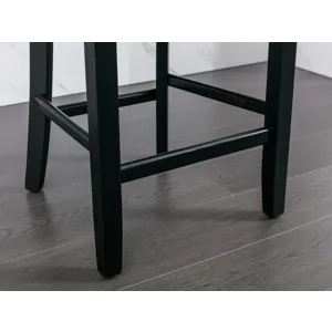 Contemporary Velvet Upholstered Wing-Back Barstools With Button Tufted Decoration And Wooden Legs, A