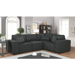 Melrose - Modular Sectional Sofa With Ottoman - Dark Gray Linen