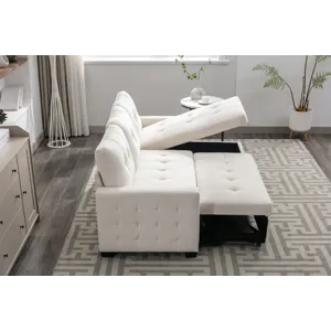 Reversible Sectional Storage Sleeper Sofa Bed, L-Shape 2 Seat Sectional Chaise With Storage, Skin-Fe