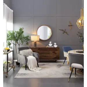 Round Pine Wood Mirror, Wall Mounted Mirror Home Decor For Bathroom Living Room - Brown