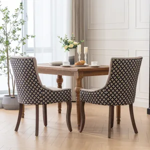 Ultra Side Dining Chair, Thickened Fabric Chairs With Neutrally Toned Solid Wood Legs, Bronze Nail H