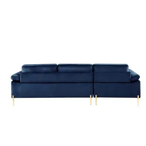 Shannon - Velvet Sectional Sofa With Chaise - Blue