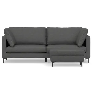 Ava - 90\" Mid Century Sofa with Ottoman Set - Pebble Gray