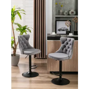 Swivel Velvet Barstools Adjusatble Seat Height , Modern Upholstered Bar Stools With Backs Comfortabl