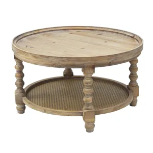 Round 2 Tiered Side Tabel, Natural End Tabel For Lving Room Bedroom Entryway - Brown