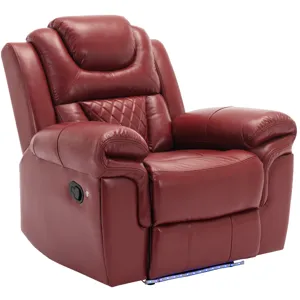 3 Pieces Recliner Sofa Sets Home Theater Seating Manual Recliner Chair With Center Console And Led L