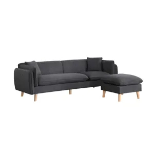 Brayden - Fabric Sectional Sofa Chaise - Dark Gray
