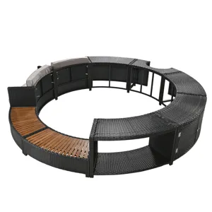 Spa Surround Spa Frame Patio Rattan Sofa Set With Storage Spaces, Mini Sofa And Comfortable Cushion 