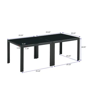 Coffee Table (Set of 2), Square Modern Table With Tempered Glass Finish For Living Room - Black