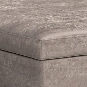 Owen - XL Square Coffee Table Storage Ottoman - Distressed Grey Taupe
