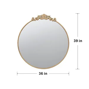 Round Wall Mounted Mirror With Frame For Bathroom Living Room - Gold